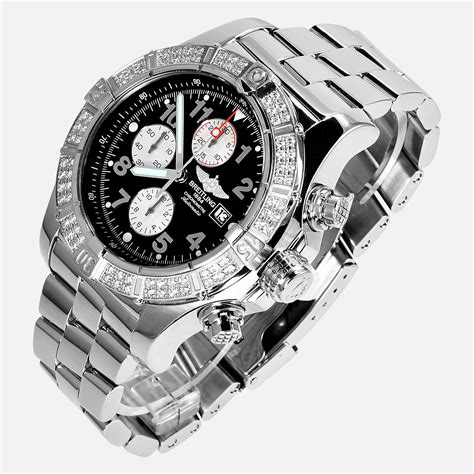 Breitling Super Avenger A13370 50MM Diamond Watch 25 Ct